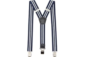 Timiot Premium Men's Y-Back Suspenders Stretch Perfect 1.5" Width for Work Style Formal Strong Heavy Duty Clips