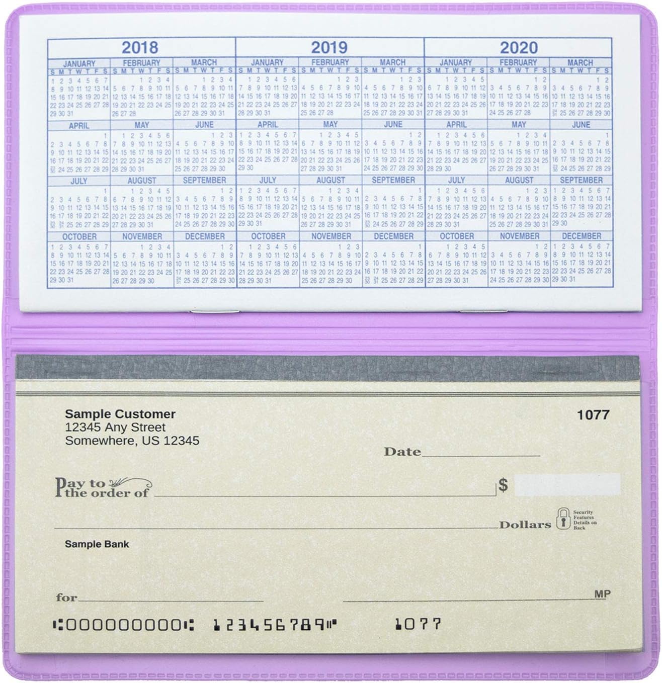 Lavendar Vinyl Checkbook Cover, Top Tear Personal Vinyl Checkbook Cover