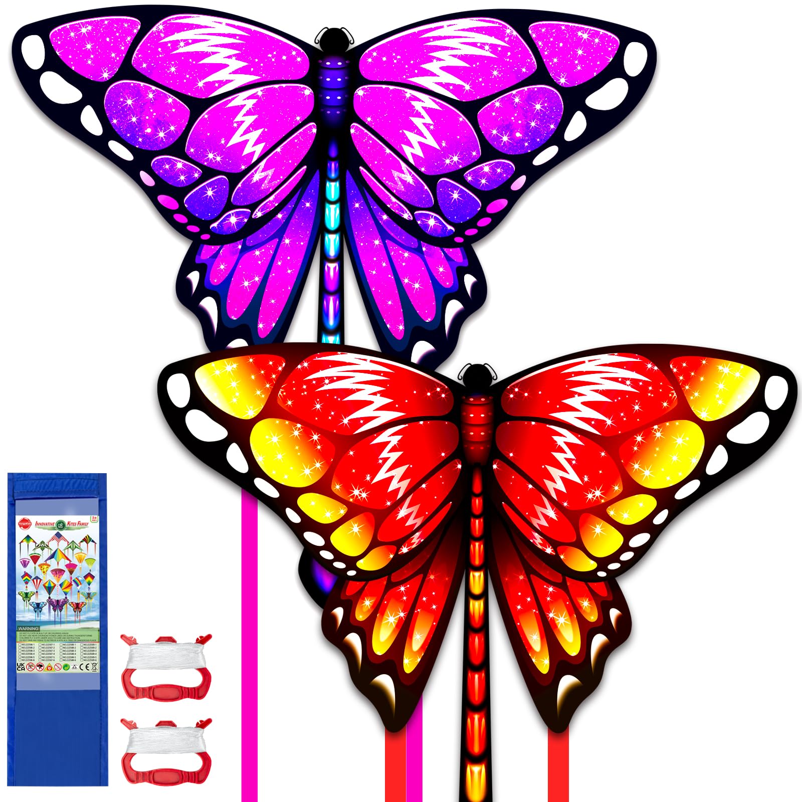 2 Pack Kite,Butterfly kites for Kids Ages 4-8 Easy to Fly,Perfect for Outdoor Activities with Simple Setup for Beach/Park Fun Family Trip