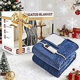 Kosydown Basic Heated Electric Blanket Throw Size 50"x 60" Heating Thow Blanket Soft Warm Thick Bed Blanket for Cold Winter 5-Position Timer &10 Heating Setting Home Office Use & Washable