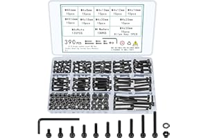 TOOINKCV 390 Pcs M4 Screws and Nuts Assortment Kit - Hex Socket Head Cap Screws, Washers, Bolts - Machine Metric Screw Set