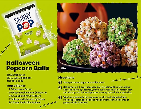 SKINNYPOP POPCORN, ORIGINAL, TRICK OR TREAT SNACK BAGS, GLUTEN-FREE, NON-GMO SNACKS, 0.5OZ, 12 COUNT