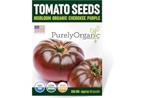 PURELY ORGANIC PRODUCTS LLC Purely Organic Tomato Seeds (Cherokee Purple) - Approx 75 Seeds - Certified Organic, Non-GMO, Open Pollinated, Heirloom, USA Origin