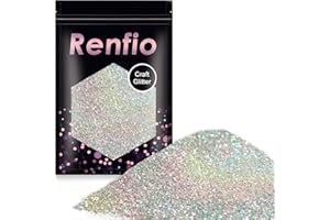 Renfio Holographic Ultra Fine Glitter Powder, 3.5oz/100g Metallic Resin Suppies Glitter PET Flakes Crafts Sequins 1/128" 0.008" 0.02mm Epoxy Chips Flakes for Tumblers Slime Gift Nail Art- Laser Silver