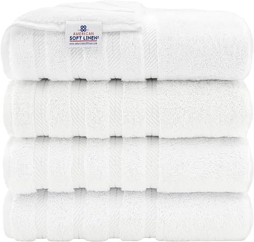 American Soft Linen 100% Cotton Luxury Turkish Towels, 4 PC Bath Towel Set | Soft Absorbent Quick Dry OEKO Tex Standard 100 Certificated Durable Machine Washable Premium Hotel Quality