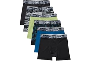 Hanes boys Boys' Performance Tween Boxer Briefs Underwear, X-temp, Assorted Solids, 6-pack