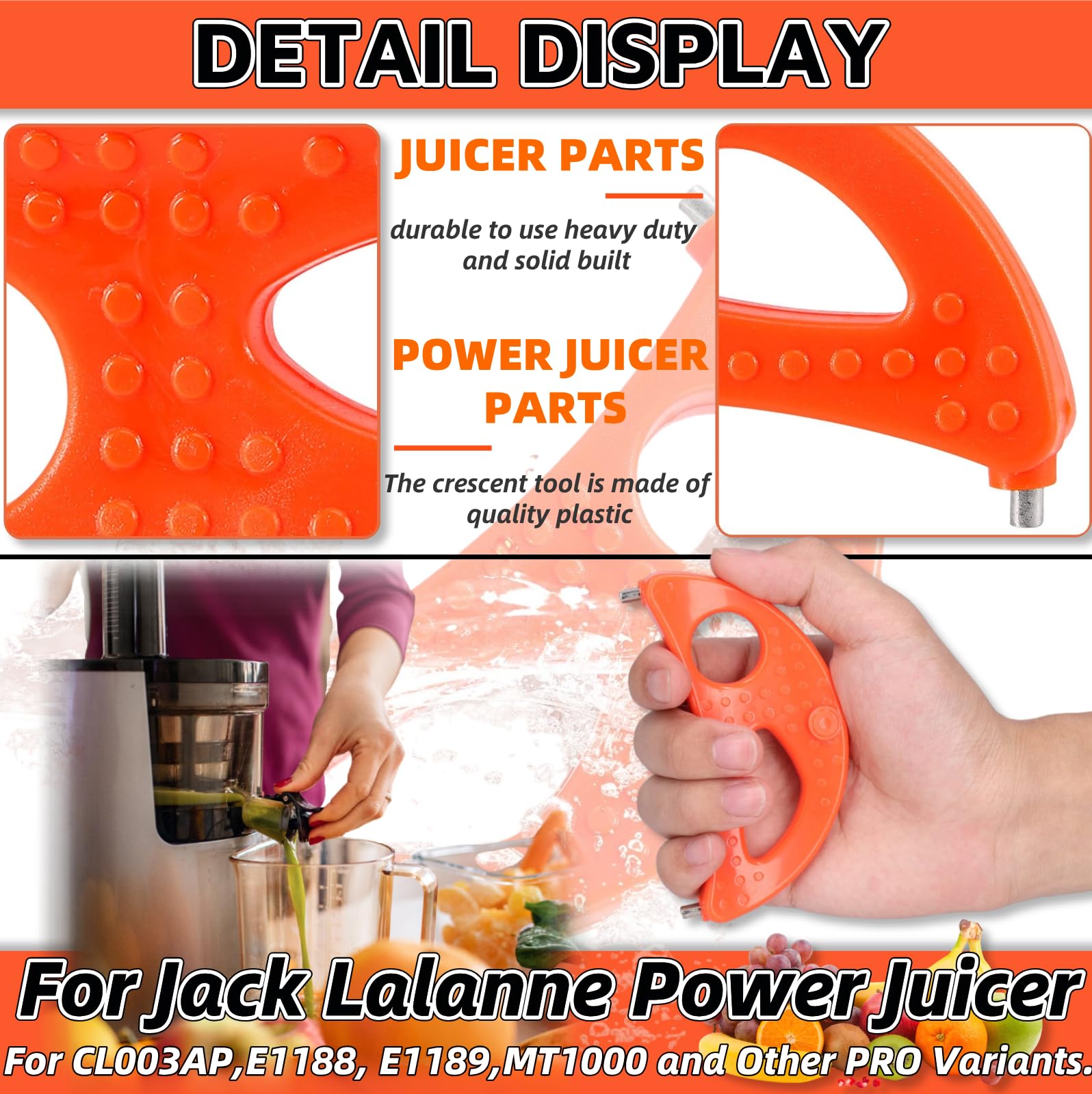 Crescent Tool Compatible for Jack Lalanne Power Juicer Parts for CL003AP E1188 E1189 MT1000 Juicer Replacement Parts Juicer Accessories Power Tool Replacement Parts for Jack Lalanne Juicer Parts