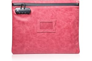 KOSMCCO Notary Bag with Lock, 13.6 x 10 Inches Heavy Duty Notary Supply Bag for All Notary Journal, Stamp, Embosser, Ink Pad and Valuables Storage Bag (Ruby Red, L)