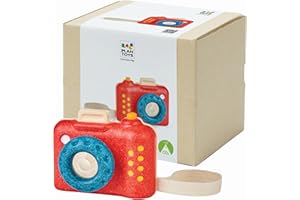 PlanToys® My First Wooden Toy Camera for Toddlers | Kaleidoscope Lens & Clickable Shutter | Montessori-Inspired Pretend Play Camera | Eco-Friendly Sensory Toy for Kids Ages 18+ Months