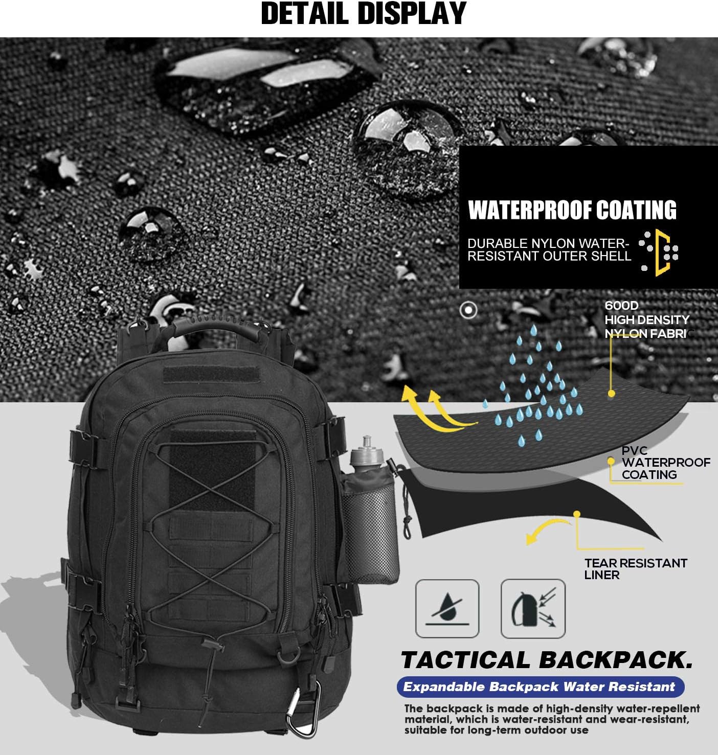 WolfWarriorX Backpack for Men Tactical 3 Day Expandable Bag : Sports & Outdoors