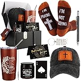 Kolewo4ever 9 Pcs Christian Gifts for Men Inspirational Gift Set for Father Spiritual Religious Catholic Gifts Box for Male Friends Co-workers (Style-5)