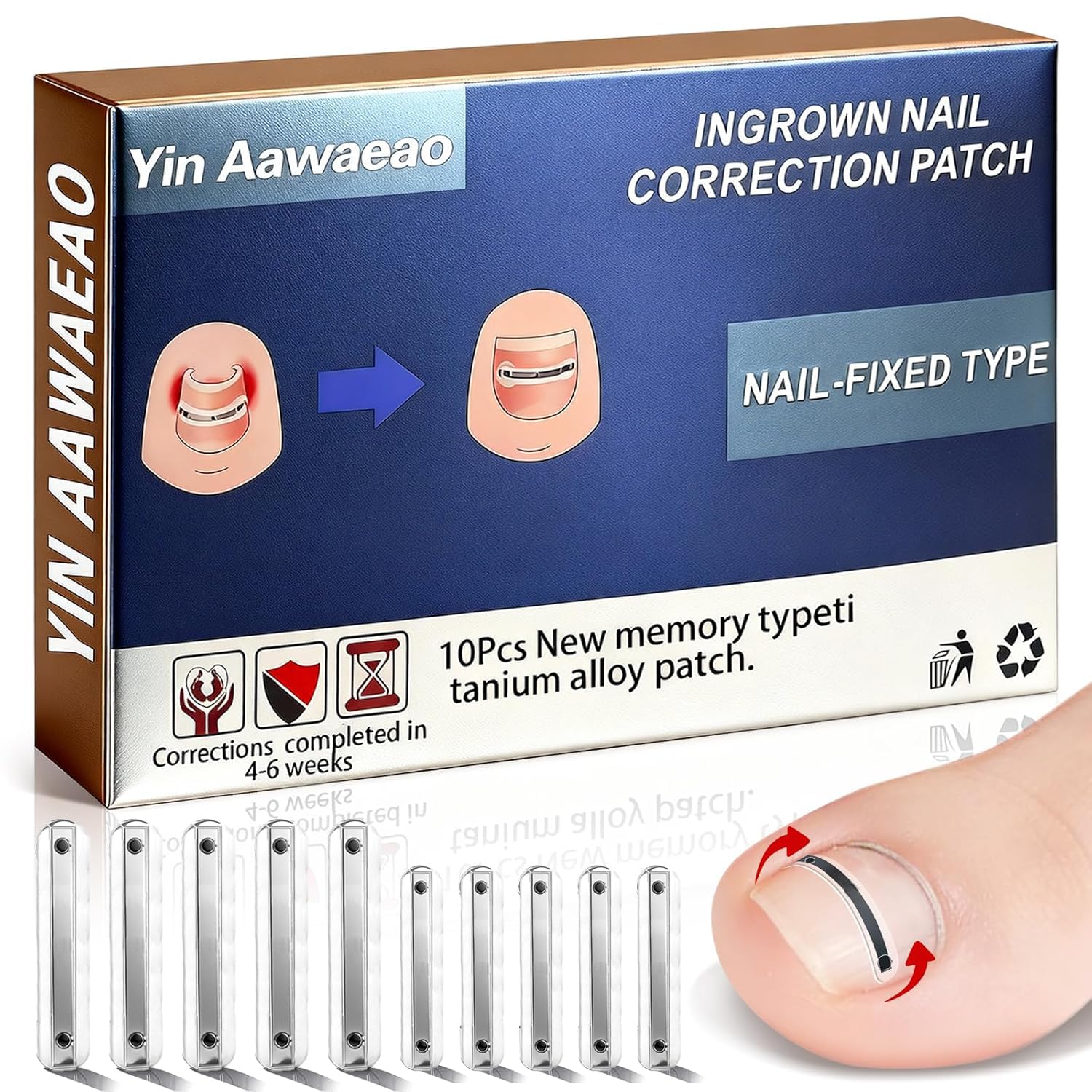 Photo 1 of Titanium Alloy Ingrown Toenail Treatment - Professional Home Care for Curved Nails - Waterproof, Nail Tools and Ingrown Toenail Removal Kit,Ingrown Toenail Corrector(0.59/0.67in)