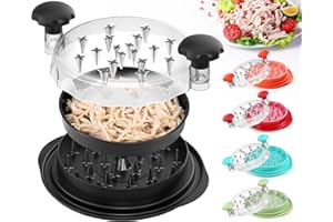 UREZORGEAR Upgraded 10" Large Chicken Shredder, Chicken Shredder Tool Twist Large With Removable Plate for Easy Transfer, Meat Shredder Tool Twist with Full Anti-Slip Strip Base, Visible Lid, Ergonomic Handle