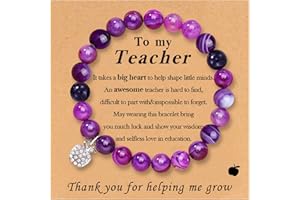 VICKHU Teacher appreciation gifts,Natural Stone teacher Bracelet gifts for women,thank you gifts for teacher meaningful gifts for women with gift message card