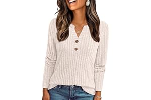 AUTOMET Women's Long Sleeve Henley Shirts Fall Lightweight Sweaters Dressy Casual Tunic Tops Fashion Clothes 2025