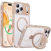 CASEKOO Champagne Gold for iPhone 17 Pro Max Case with Ultra Magnetic Stand, Fit for MagSafe, 16FT Military Grade Protection, Kickstand for Viewing & Work, Clear Back, Champagne Gold