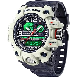 LGXIGE Waterproof Sports Watch for Men, Dual Display Analog Digital, Outdoor Military Tactics Watch