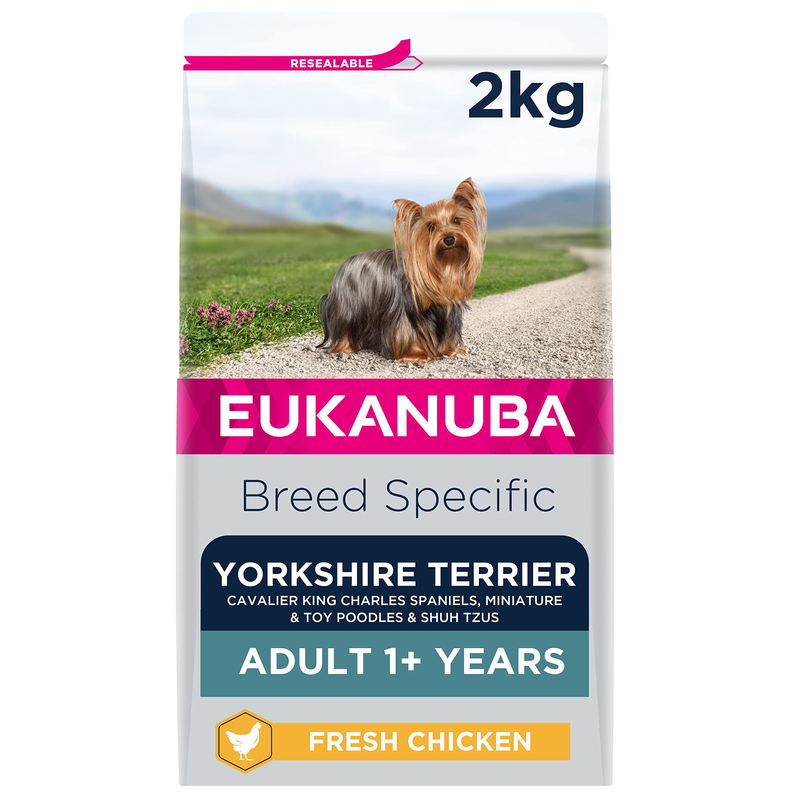 Eukanuba Complete Dry Dog Food for Adult Yorkshire Terrier Breed Types with Fresh Chicken 2 kg