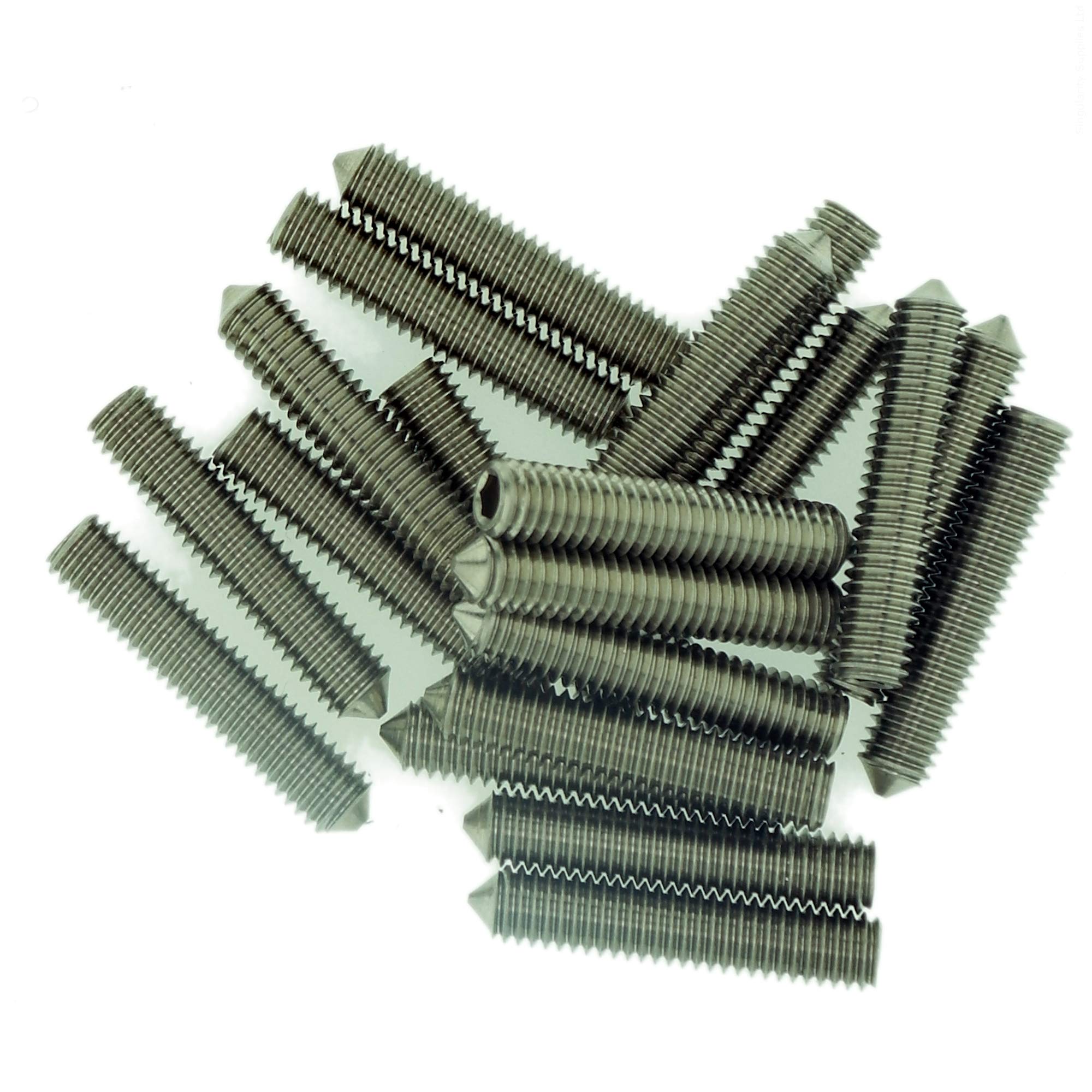 M8 (8mm x 8mm) Hex Socket Grub Screw (Cone Point) - Stainless Steel (A2) (Pack of 20)