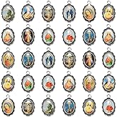WenRity 120Pcs Picture Religion Enamel Virgen de Guadalupe Charms Alloy Catholic Medalla Milagrosa de la Virgen Maria Pendant for Diy Mexican Bracelet Jewelry Making
