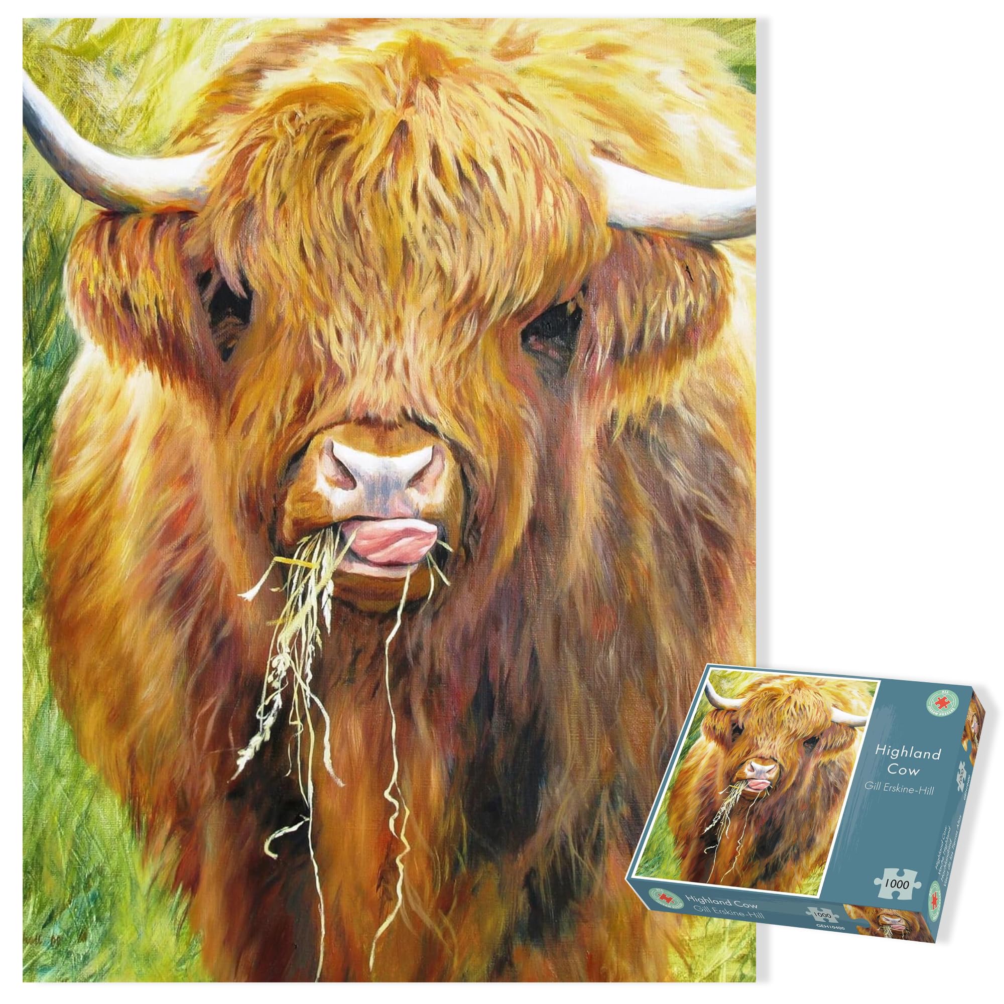 1000 Piece Jigsaw Puzzle For Adults - Highland Cow by Gill-Erskine Hill - Jigsaw Puzzles For Adults, Kids, Teens - Sustainable Puzzle - Hard 1000 Piece Puzzles