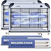 LiBa Electric Bug Zapper 2-Pack Indoor Insect Killer 2800V with 4 Bulbs | 2800V grid kills flies and mosquitoes,mosquito killer and repellent, includes 4 bulbs, removable washable tray, easy-to-clean