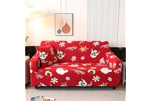 Anibedding Christmas Sofa Slipcover Santa Claus Snowman Elastic Sofa Covers for 3 Cushion Couch Stretch Washable Spandex Cover Furniture Protector with Non Skid Foam Home Decor Accessories