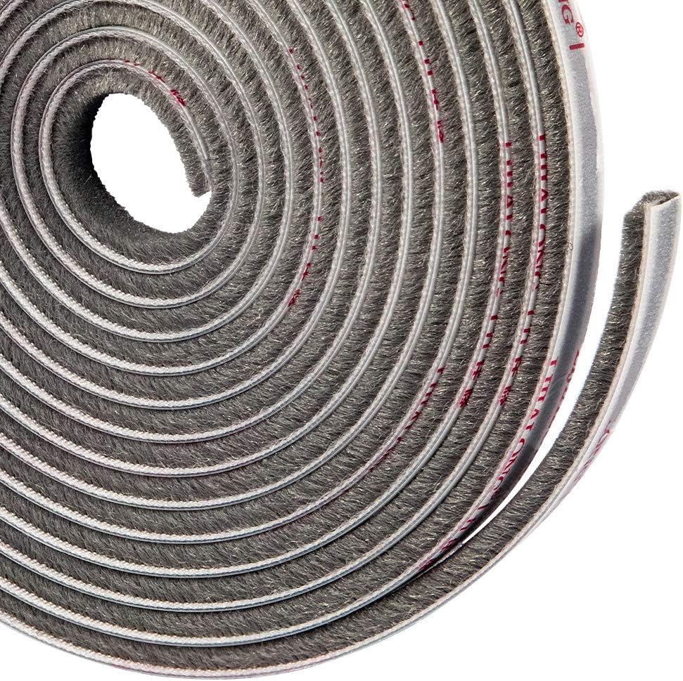 Adhesive Brush Weather Stripping 11/32inch W x 3/16inch H(4.9M Gray