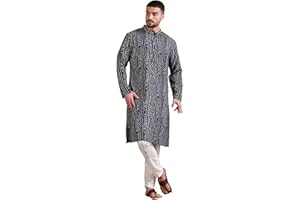 Filori Studio - Men's Printed Festive Motifs Long Kurta (Kurta Only)