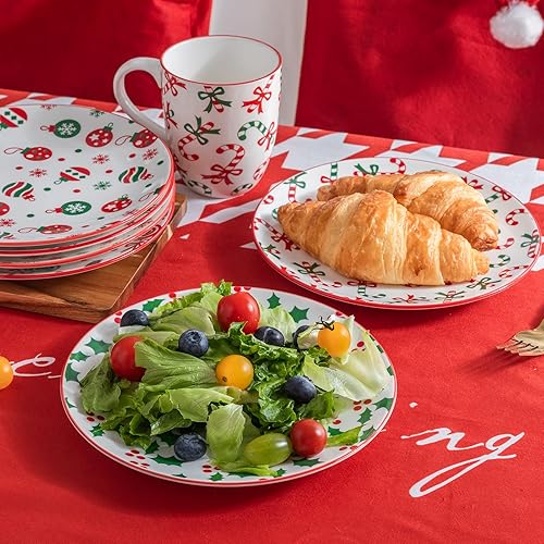 ZAROCRUS Christmas Dessert Plates, Inch Ceramic Salad Plate