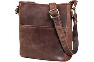 LEABAGS Leather Crossbody Bag - Vintage Genuine Buffalo Leather Handbag - Shoulder Messenger Bag Men Women Briefcase Milano