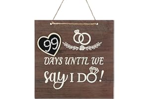 Mepase Wedding Countdown Engagement Gift Chalkboard Sign for Couples Wooden Wedding Countdown Plaque Sign Decorative Hanging Ornaments Erasable Blackboard Chalkboard
