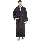 Arus Men's Shawl Collar Full Length Tall Long Fleece Robe, Turkish Bathrobe