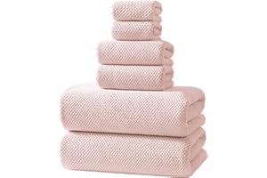 REDKISS Pink Towel Set, 6 Piece Premium Soft Bath Towel Set, Highly Absorbent Luxury 6-Pack with 2 Bath Towels, 2 Hand Towels, 2 Washcloths for Bathroom, Gym, Hotel, and Spa Daily Use