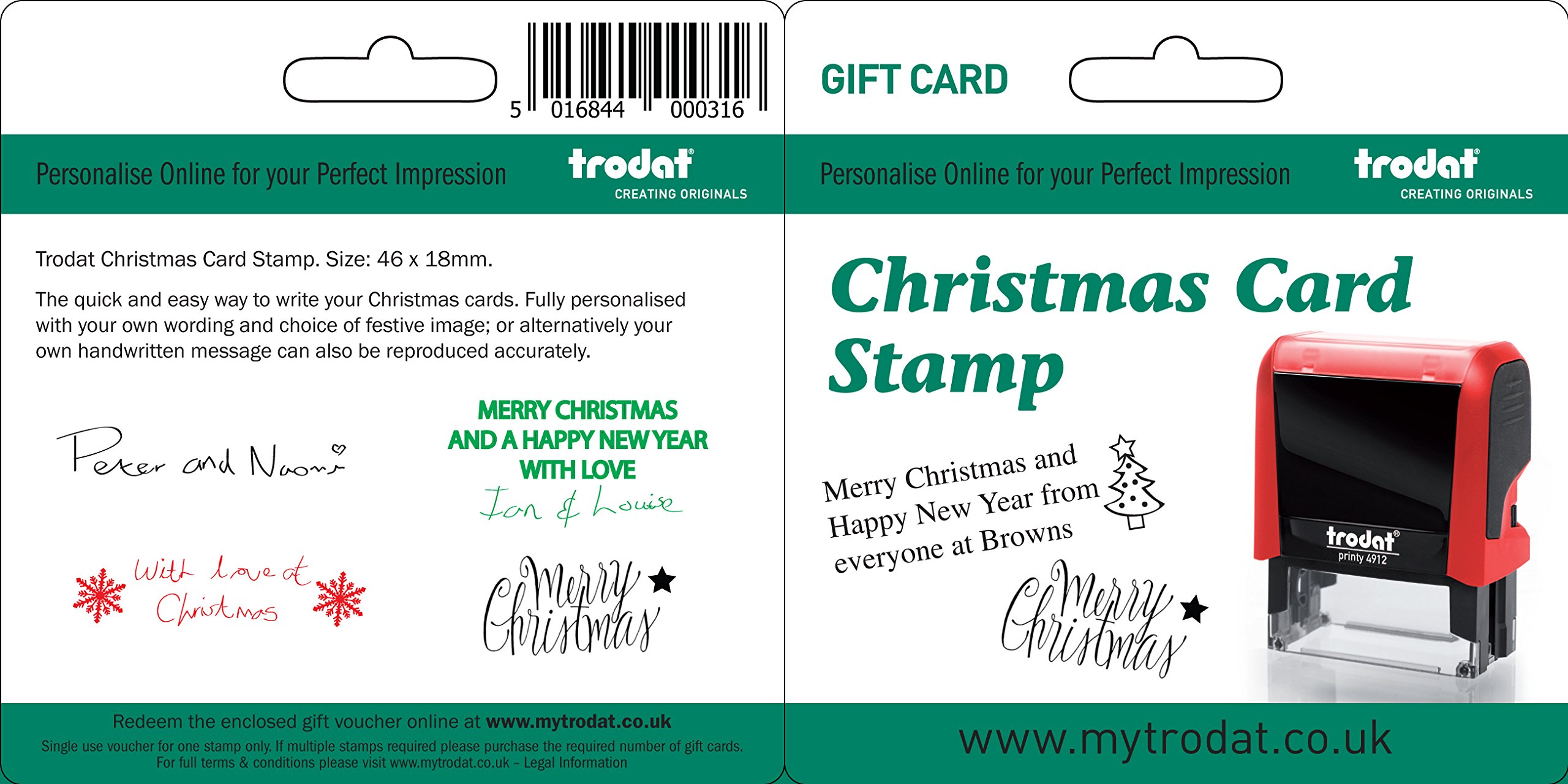 Trodat Printy 4912 Personalised Christmas Card Self Inking Stamp Voucher