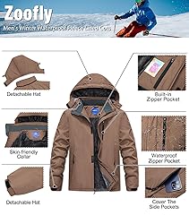 Zoofly Mens Winter Jackets Water Resistant Ripstop