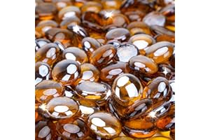 Stanbroil 10-Pound Fire Glass Beads - 1/2 inch Luster Fire Glass Drops for Fireplace Fire Pit | Gas Log Sets | Landscaping | Fish Tank, Caramel Luster