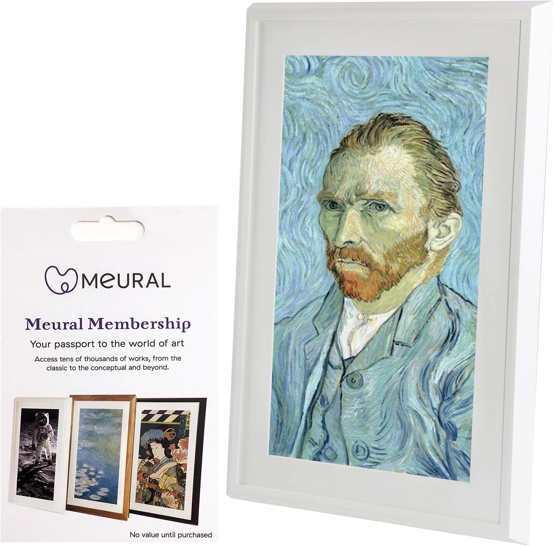 Meural Canvas - Smart Digital Frame | Digital Art Display | Leonora White | 27 inch HD Display with WiFi | Includes One-Year Membership Subscription to Art Library | Powered by NETGEAR (MC227BL)