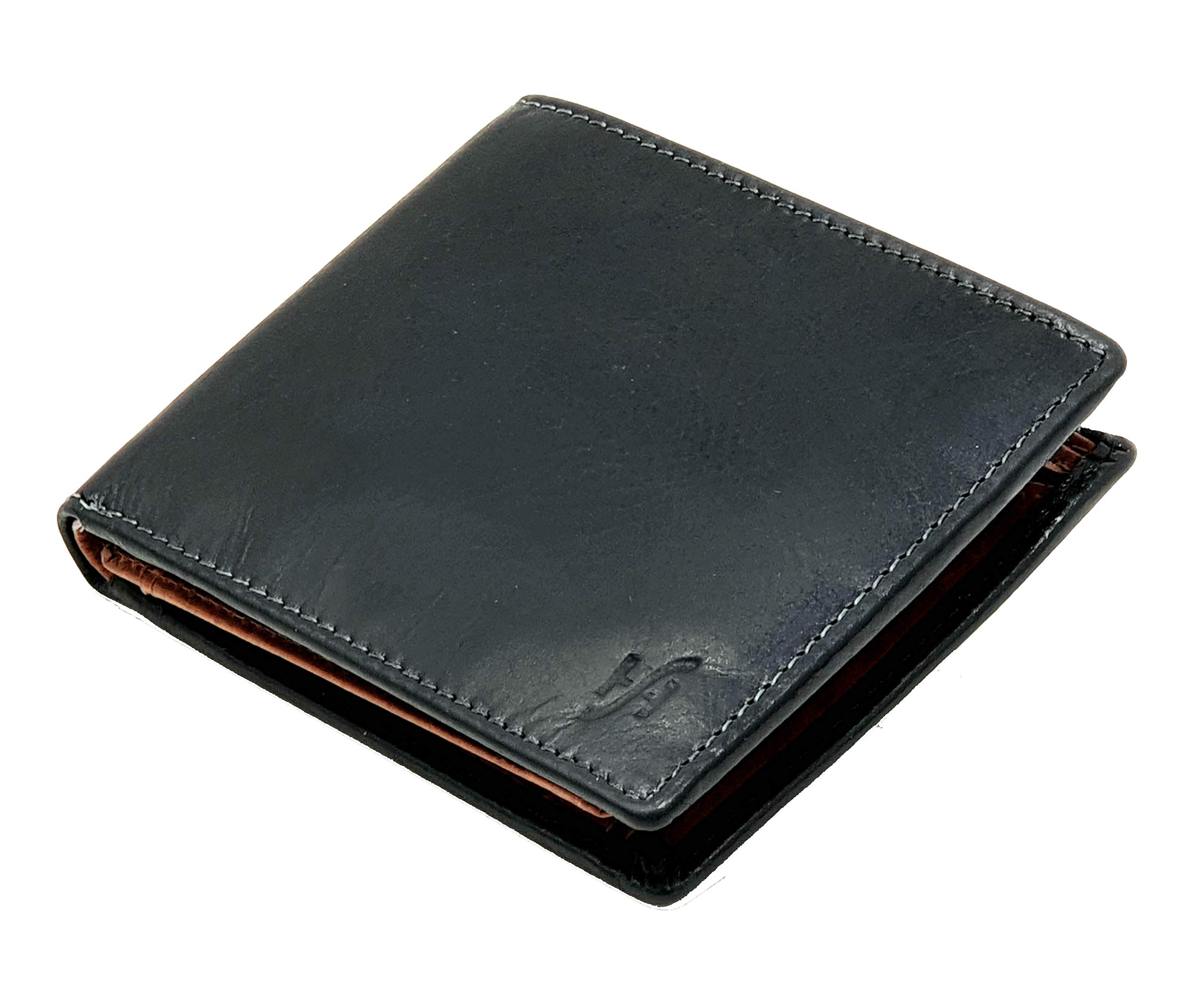 STARHIDE Vintage Mens Leather Wallet | RFID Blocking Bifold Card Protection Wallet | ID Card Holder & Coin Pocket | Gift Boxed | #1065 (Black/Tan)