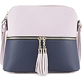 SG SUGU Lunar Lightweight Medium Dome Crossbody Bag Shoulder Bag with Tassel | Zipper Pocket | Adjustable Strap