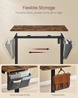 VASAGLE Electric Standing Desk 60x120 cm 72-120 cm 4 Memory Heights Rustic view 4