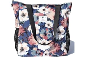 ESVAN Original Floral Water Resistant Large Tote Bag Shoulder Bag for Gym Beach Travel Daily Bags Upgraded