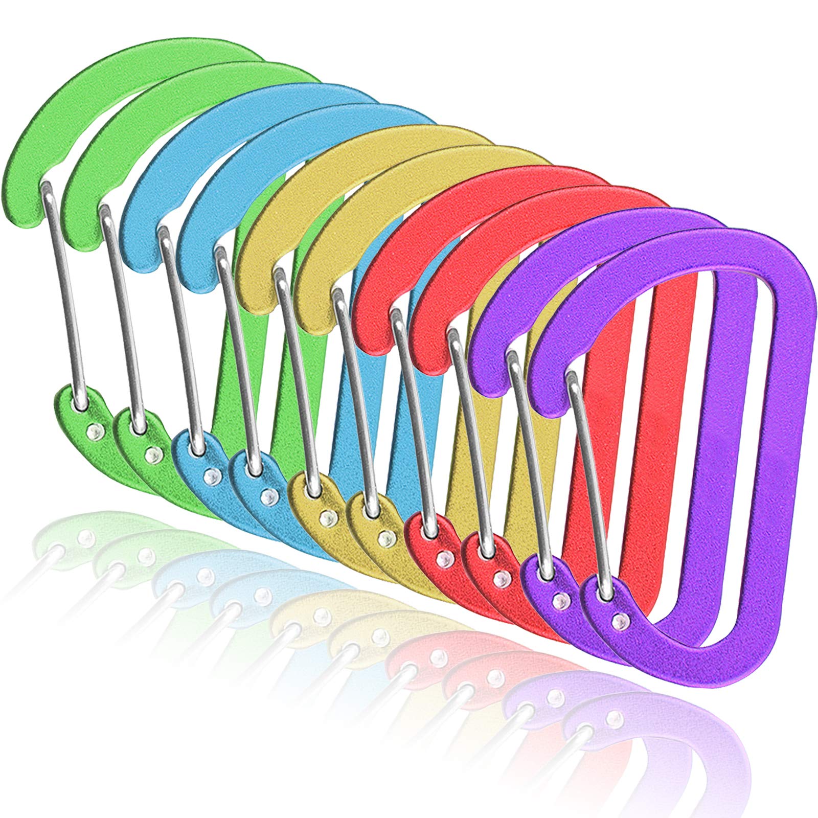 YUTOU Pack of 10 Carabiner Key Chain Climbing Buckle Spring Loaded Snap Hook Made of Aluminium Small Climbing Buckle Carabiner Hook Lock for Camping Fishing Hiking or Travel