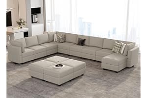 Belffin Oversized Modular Sectional Sofa U Shaped Couch with Storage Seat Velvet Sectional Sleeper Sofa Set with Chaise Velvet Grey…