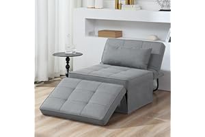 BIGSYY Sofa Bed, 4 in 1 Multi Function Folding Ottoman Sleeper Bed,Modern Convertible Chair Adjustable Backrest Sleeper Couch Bed for Living Room Small Room Apartment, Light Grey