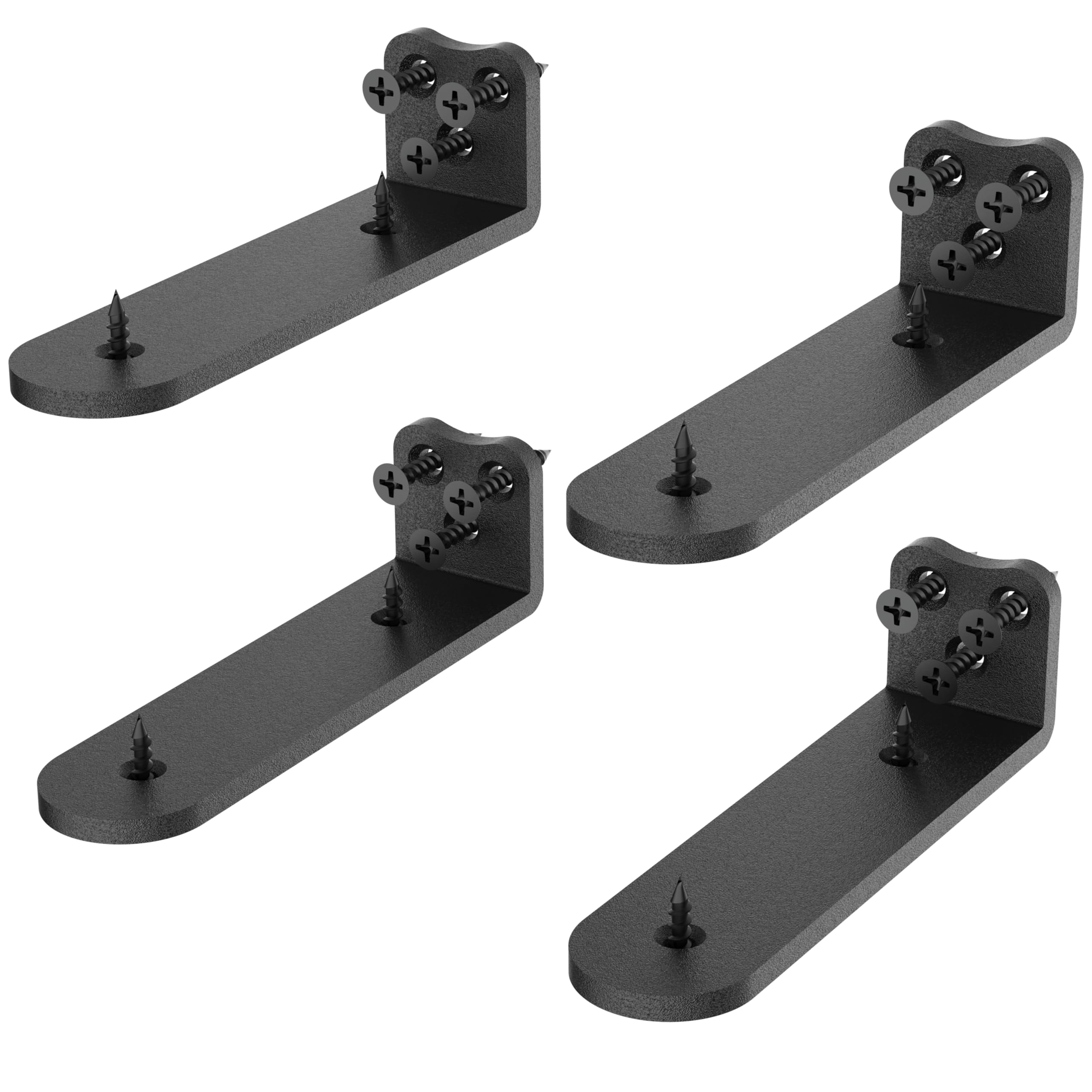 Photo 1 of Neevolve Floating Shelf Bracket, 6 Inch 4PACK Black Heavy Duty Shelf Bracket,Hidden Shelf Brackets 1/5 in Thick,L Brackets Support for Shelves,Suitable for Kitchen, Study Or DIY,Holds Over 160lb+