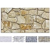 COMSTICKC 3D Faux Stone Wall Panels Peel and Stick, 12 Pcs 22.8" x 11.8", DIY UrltraLight PVC Fake Stone Textured Self Adhesi