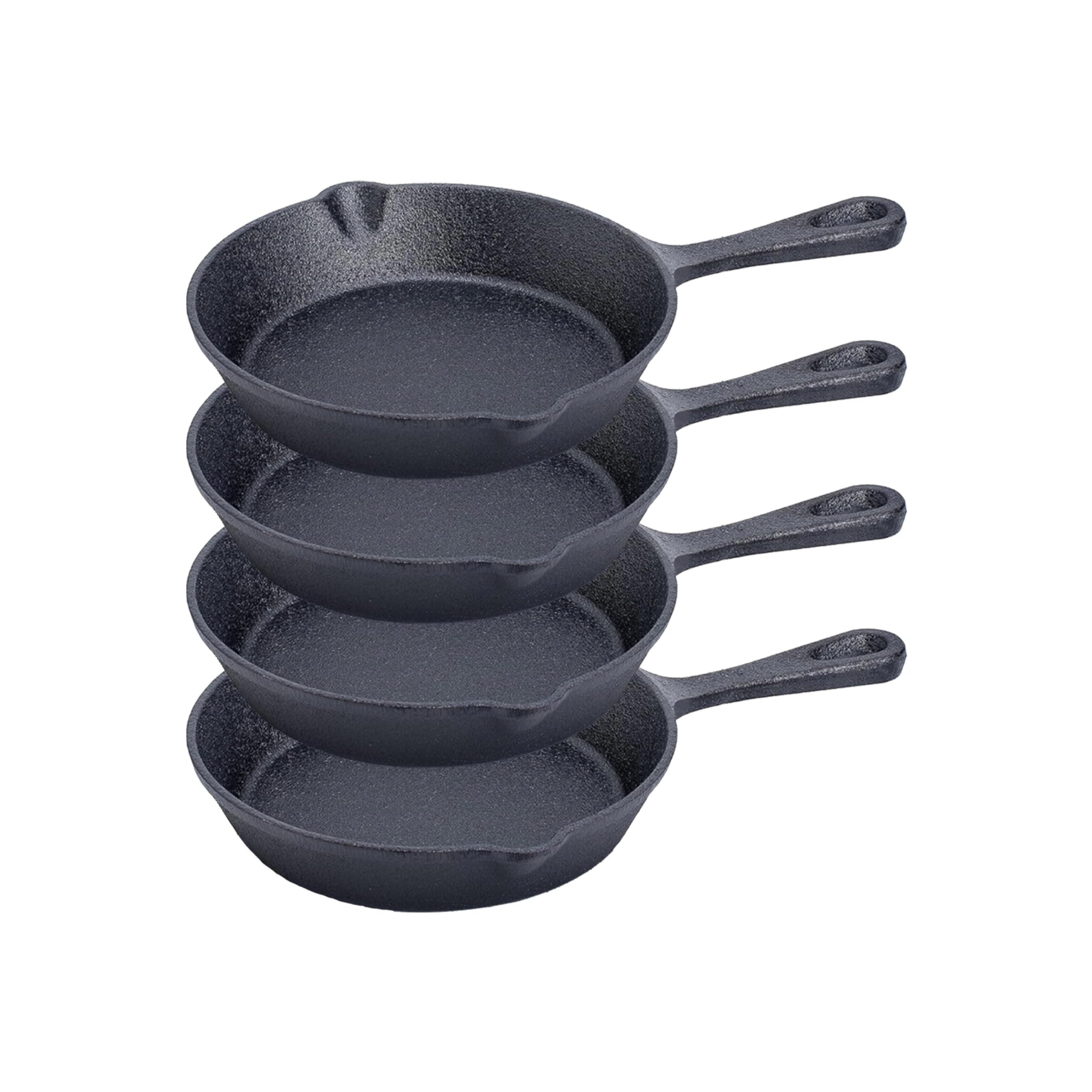 Photo 1 of Bruntmor Cast Iron Frying Pan Set of 4-6x4 Inch Black Pre-Seasoned Skillets with Heat-Resistant Silicone - Mini Cast Iron Skillet Set for Stovetop, Oven, and Grill