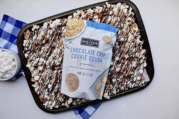 SAFE + FAIR CHOCOLATE CHIP COOKIE DOUGH GRANOLA – GLUTEN-FREE, DAIRY-FREE & VEGAN SNACK – ALLERGEN-FREE, NON-GMO, AND NO ARTIFICIAL INGREDIENTS – 12OZ PACK