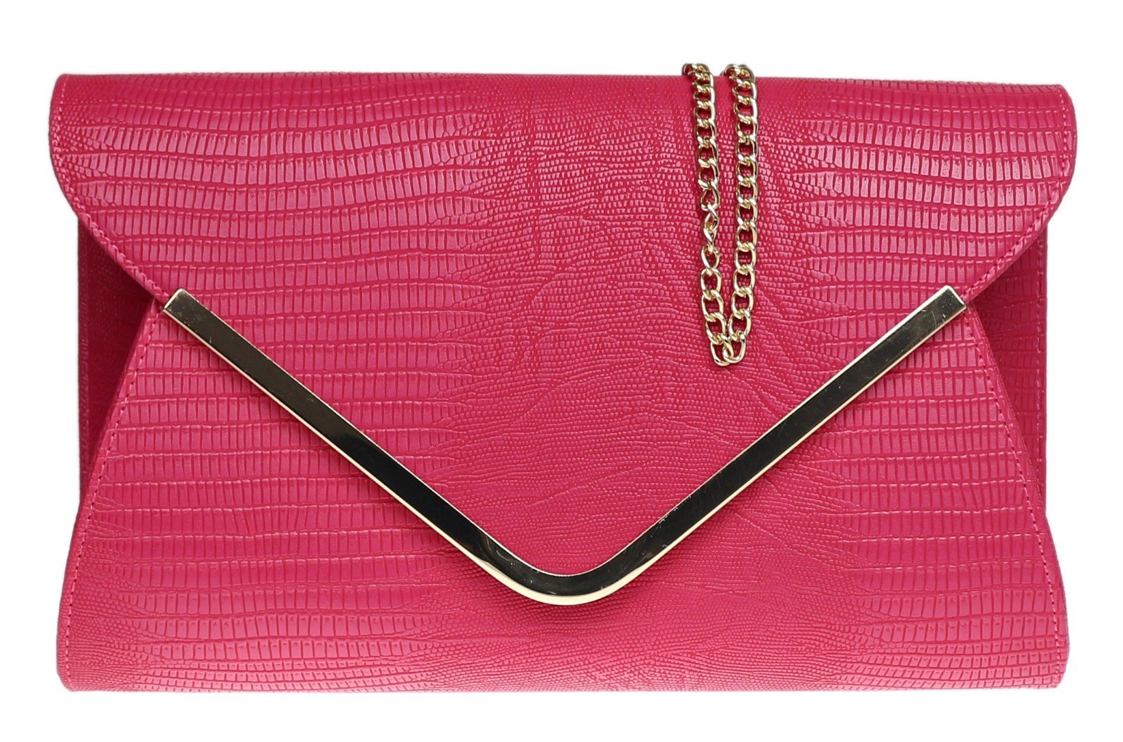 Girly Handbags Womens Animal Print Flat Envelope Evening Clutch Bag Blue Brown Black Metal (Dark Rose)